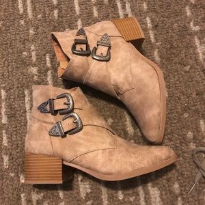 Brand New Heeled Buckle Boots